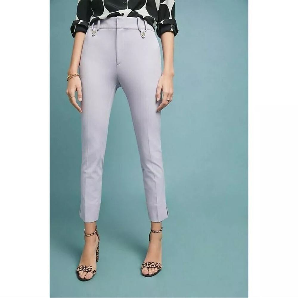 Anthropologie Women's Essential Slim‎ Pants Light Purple Ankle Trousers 8